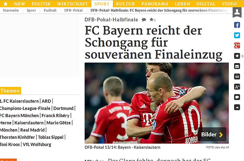Die Rheinische Post: "Bayern im Schongang"