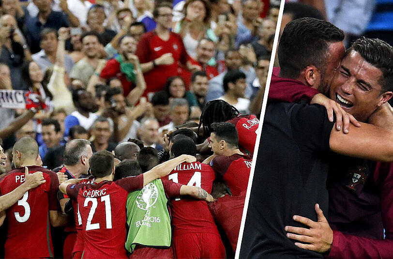 Portugal feiert den ersten EM-Titel seiner Geschichte, Ronaldo vergießt Freudentränen.