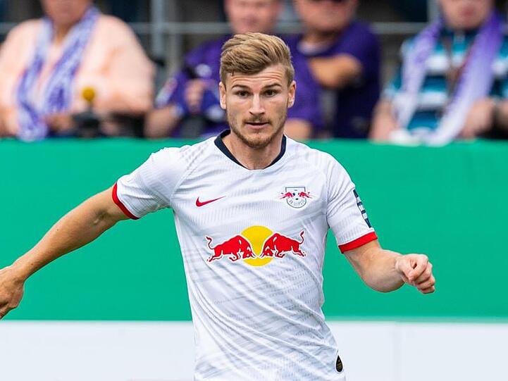 Leipzigs Timo Werner am Ball. Foto: Guido Kirchner/Archivbild
