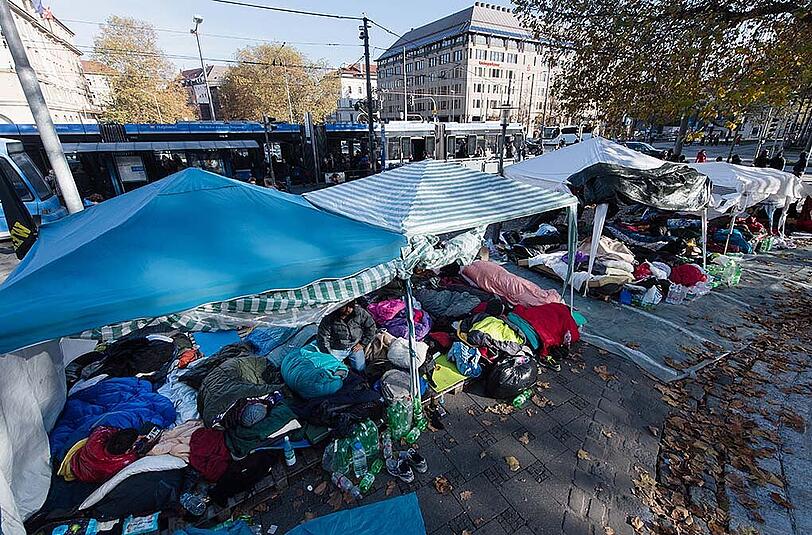 Bilder vom Flüchtlingslager am Sendlinger Tor.