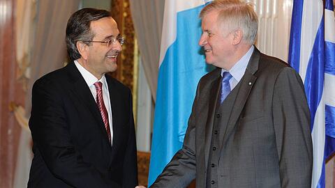 Das erste Treffen und schon die große Versöhnung: Horst Seehofer und Antonis Samaras