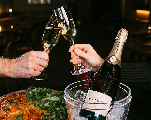 Vom 9. bis 15. Februar 2026 gibt es bei L'Osteria Louis Roederer Champagner f&uuml;r 5 Euro das Glas (Flasche 37 Euro)