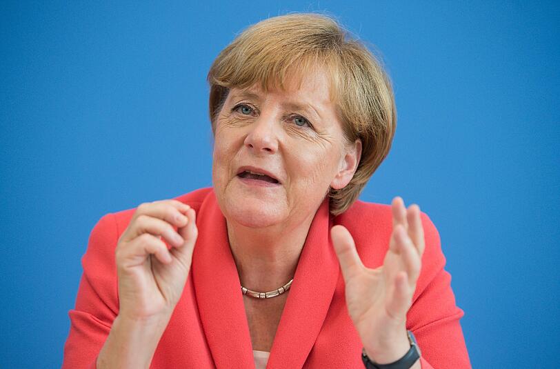 Merkel wird in der Bundespressekonferenz 90 Minuten lang Fragen der Hauptstadtjournalisten beantworten. Foto: Bernd Von Jutrczenka