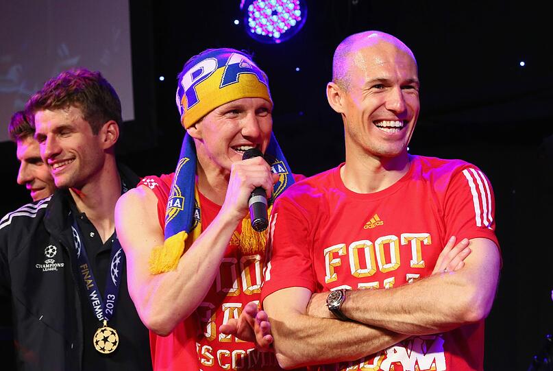 Spezialeinlage in London mit Arjen Robben nach dem Champions League-Sieg.