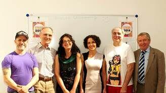 Die Jury des Comic-wettbewerbs: (von links) Uli Oesterle, Franz Eder, Melina Welscher, Gudrun Scheller-Hesch, Heiner Lünstedt und Gottlieb Herzog. Am 27. Juni wird der Sieger ausgezeichnet und die Ausstellung eröffnet. Die Jury des Comic-wettbewerbs: (von links) Uli Oesterle, Franz Eder, Melina Welscher, Gudrun Scheller-Hesch, Heiner Lünstedt und Gottlieb Herzog. Am 27. Juni wird der Sieger ausgezeichnet und die Ausstellung eröffnet.
