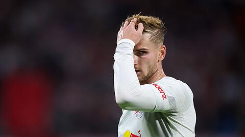 Leipzigs Timo Werner reagiert während des Spiels.