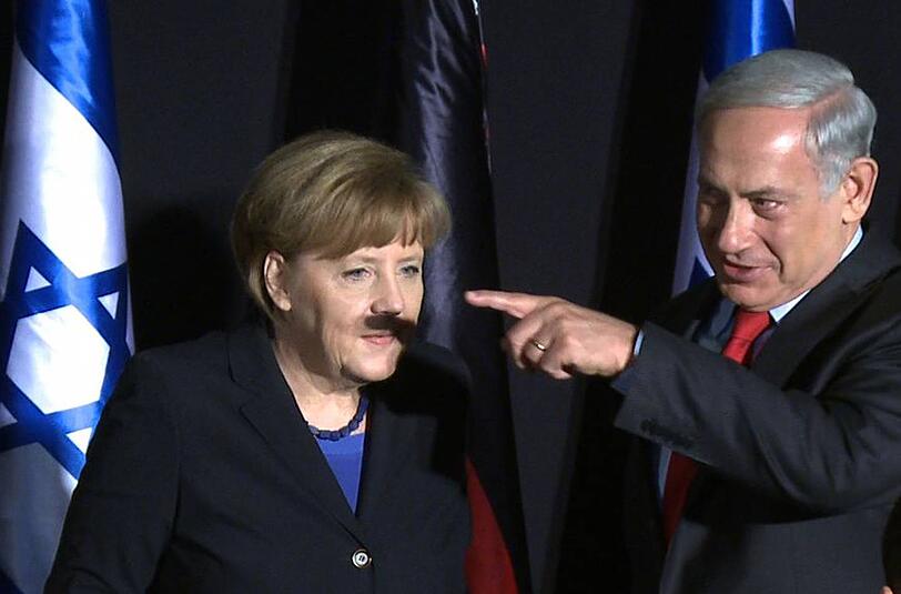 Ein Bild von der gemeinsamen Pressekonferenz von Angela Merkel und dem israelischen Regierungschef Benjamin Netanjahu.