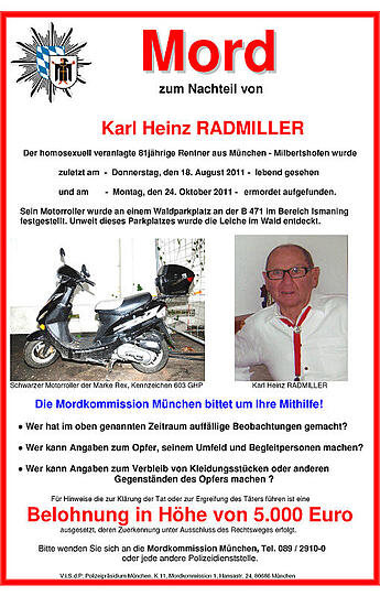 Mit einer Plakaraktion suchte die Polizei den Mörder von Karl Heinz Radmiller