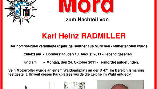 Mit einer Plakaraktion suchte die Polizei den Mörder von Karl Heinz Radmiller Mit einer Plakaraktion suchte die Polizei den Mörder von Karl Heinz Radmiller