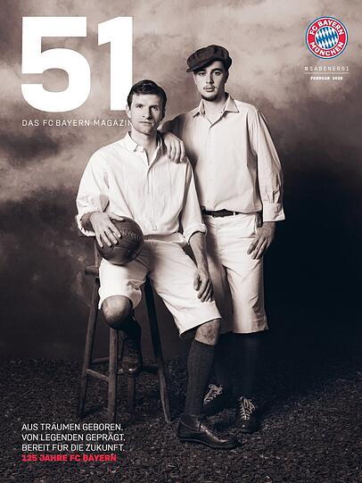 Die Retro-Bayern: Thomas Müller (l.) und Aleksandar Pavlovic im Dress aus dem Jahre 1900.