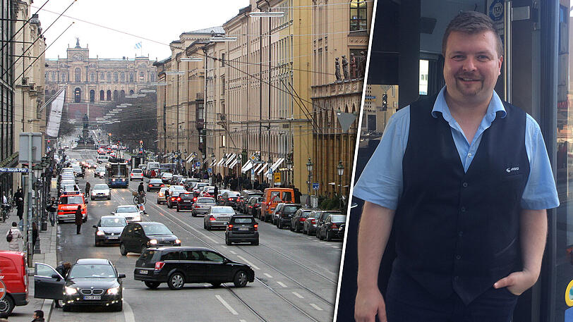 Auf der Maximilianstraße überwältigten Polizisten den Mann - Tram-Fahrer Enricho Buchata wurde bedroht, ist aber schon wieder im Einsatz.