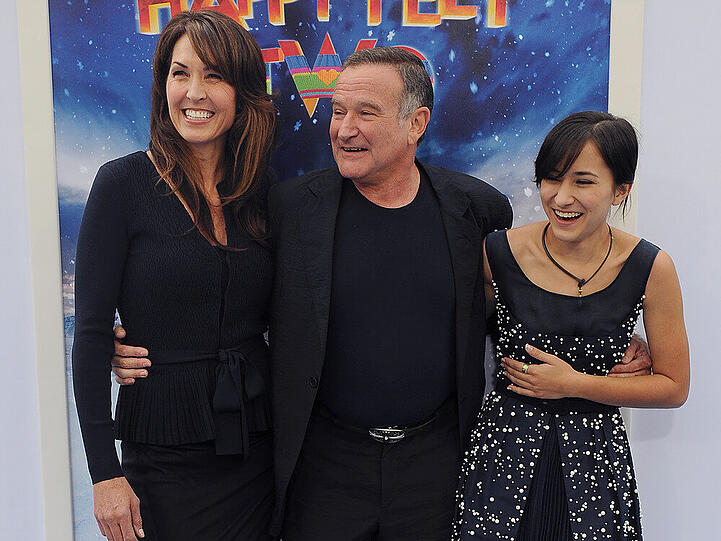 Die Frauen in Robin Williams Leben: Der Star im Jahr 2011 mit Ehefrau Susan (li.) und Tochter Zelda