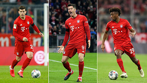 V.l.: Verteidiger Lucas Hernández, Torjäger Robert Lewandowski und Kingsley Coman fallen derzeit aus.