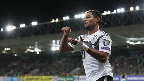 Serge Gnabry jubelt. Foto: Christian Charisius/Archivbild
