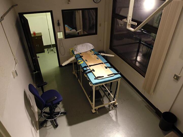 Hinrichtungskammer im Gefängnis Washington State Penitentiary mit der Zeugengalerie rechts: Auch im US-Bundesstaat Washington ist die Todesstrafe mittlerweile abgeschafft.