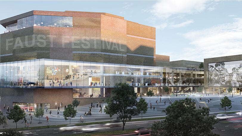 Der sanierte Gasteig nach der Vorstellung von Henn Architekten: Die Visualisierung gibt allerdings den Stand vom Mai wieder. Für die Schlussrunde des Wettbewerbs wurde der Entwurf modifiziert. Der sanierte Gasteig nach der Vorstellung von Henn Architekten: Die Visualisierung gibt allerdings den Stand vom Mai wieder. Für die Schlussrunde des Wettbewerbs wurde der Entwurf modifiziert.
