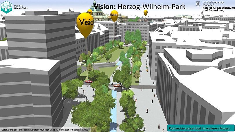 Ein Bach soll sich durch die Herzog-Wilhelm-Straße schlägeln. Ein Bach soll sich durch die Herzog-Wilhelm-Straße schlägeln.