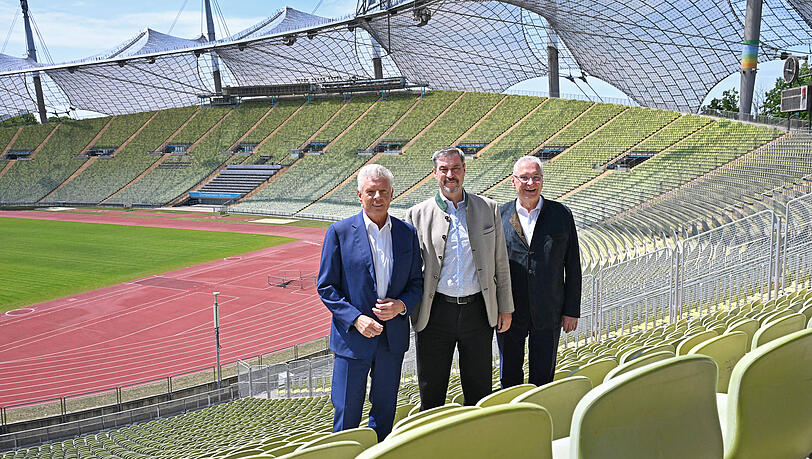 Bei einer gemeinsamen Pressekonferenz haben OB Dieter Reiter, Ministerpräsident Markus Söder und Sportminister Joachim Herrmann das Münchner Olympia-Konzept vorgestellt. Bei einer gemeinsamen Pressekonferenz haben OB Dieter Reiter, Ministerpräsident Markus Söder und Sportminister Joachim Herrmann das Münchner Olympia-Konzept vorgestellt.