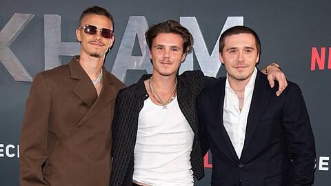 Romeo, Cruz und Brooklyn Beckham (v.l.) im Oktober 2023 in London.