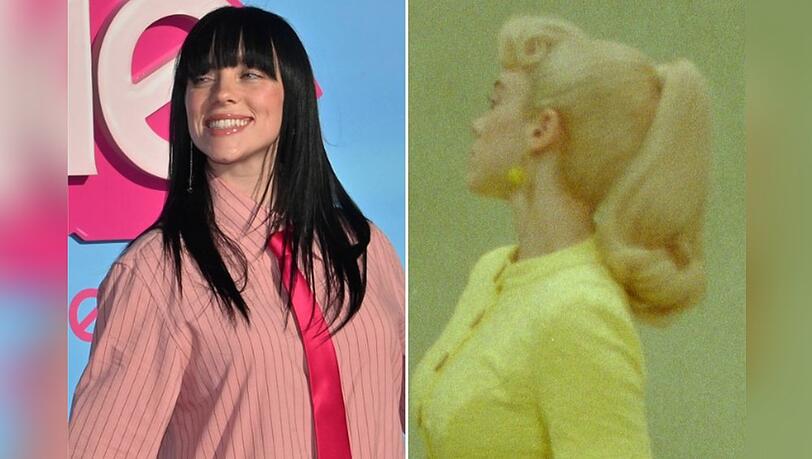 Billie Eilish bei der Weltpremiere von "Barbie" (l.) und auf dem Single-Cover ihres neuen Songs.