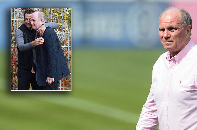 Ab dem 29. Februar 2016 wieder ein freier Mann: Bayerns ehemaliger Präsident und Manager Uli Hoeneß. Kleines Bild: Enge Vertraute: Uli Hoeneß (r.) und Ex-Bayernprofi Hasan Salihamidzic.