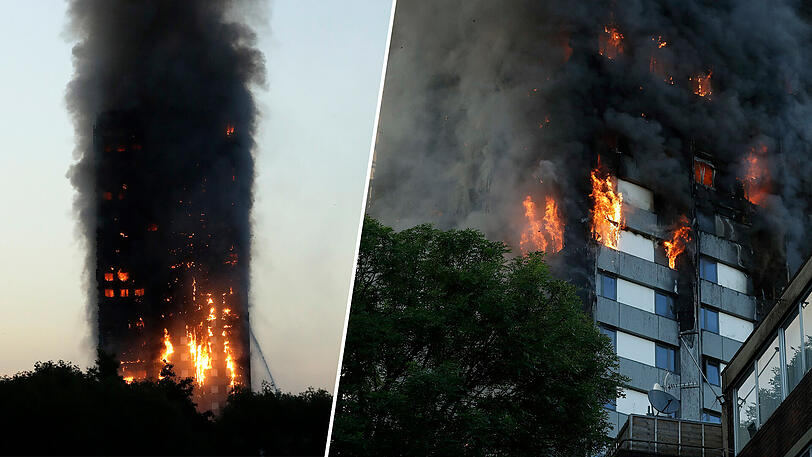 Das Hochhaus brennt vom 2. bis zum 27. Stock, Menschen wurden von den Flammen eingeschlossen - Bilder vom Inferno im Londoner Stadtbezirk Royal Borough of Kensington and Chelsea
