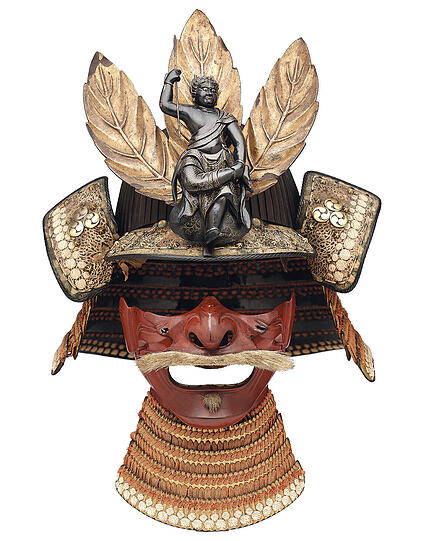 Ein Helm und eine Maske aus der Edo-Zeit.