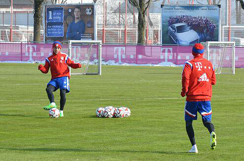 Franck Ribéry und Rafinha beim Sondertraining an der Säbener Straße.