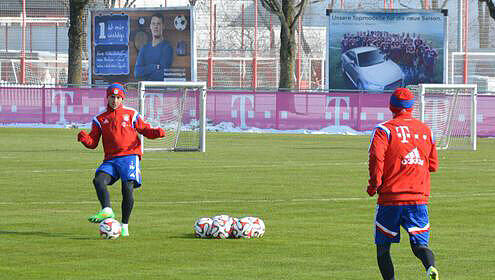 Franck Ribéry und Rafinha beim Sondertraining an der Säbener Straße. Franck Ribéry und Rafinha beim Sondertraining an der Säbener Straße.