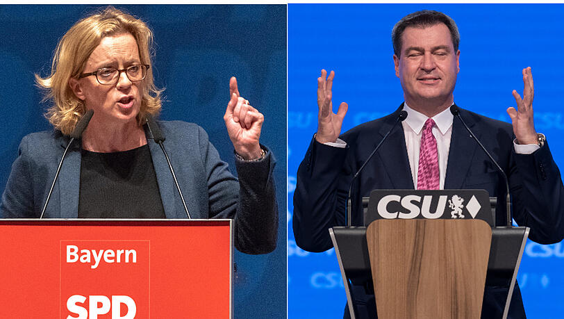 Nicht im Fernsehen, aber im Netz: Ausgerechnet in Nürnberg, der Heimatstadt von Ministerpräsident Markus Söder (CSU), findet das wohl einzige Wahlduell mit SPD-Spitzenkandidatin Natascha Kohnen statt. Nicht im Fernsehen, aber im Netz: Ausgerechnet in Nürnberg, der Heimatstadt von Ministerpräsident Markus Söder (CSU), findet das wohl einzige Wahlduell mit SPD-Spitzenkandidatin Natascha Kohnen statt.