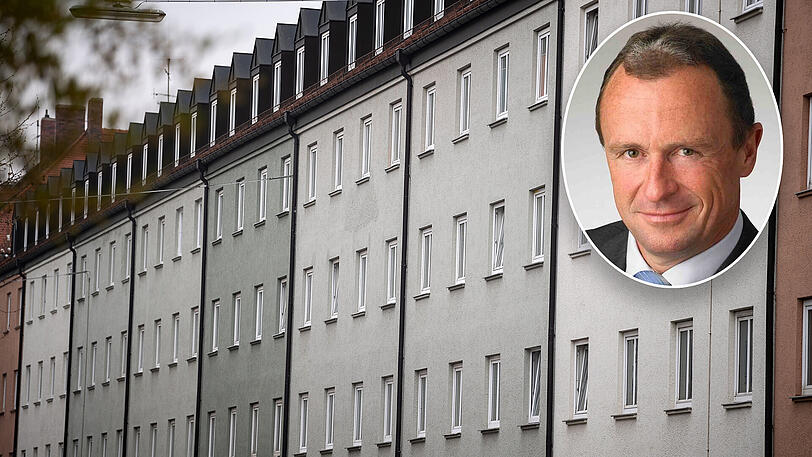 In dieser Schwabinger Wohnanlage sollen die Mieten drastisch erhöht werden. Dagegen klagt der Mieterverein mit Rudolf Stürzer (kl. Bild) aktuell.