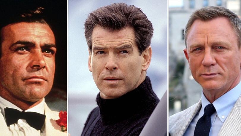 Sean Connery, Pierce Brosnan und Daniel Craig (v.l.n.r.): Drei der bekanntesten Bond-Darsteller nebeneinander.