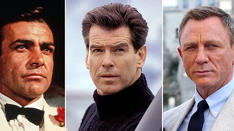 Sean Connery, Pierce Brosnan und Daniel Craig (v.l.n.r.): Drei der bekanntesten Bond-Darsteller nebeneinander.