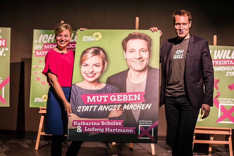 Diese beiden haben derzeit allen Grund, gut gelaunt zu sein: das grüne Spitzenduo Katharina Schulze und Ludwig Hartmann
