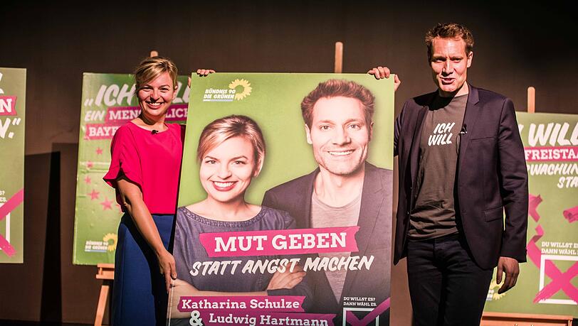 Diese beiden haben derzeit allen Grund, gut gelaunt zu sein: das grüne Spitzenduo Katharina Schulze und Ludwig Hartmann