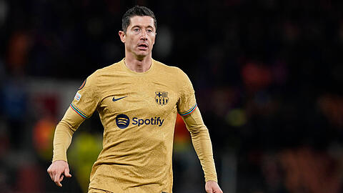 Robert Lewandowski erzielte gegen Manchester United sein 25. Pflichtspieltor für Barcelona.