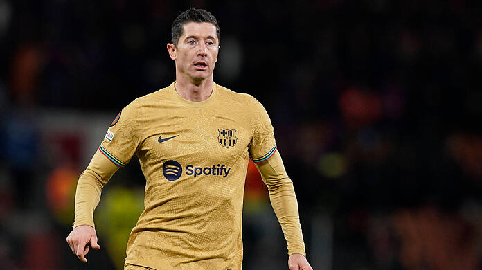 Robert Lewandowski erzielte gegen Manchester United sein 25. Pflichtspieltor für Barcelona.