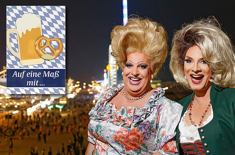 Am Logenplatz über dem Oktoberfest: Winnie (rechts) und Mutti auf der Höhe der Bavaria über dem bunten Treiben auf dem größten Volksfest der Welt.
