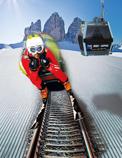 Auf Schienen zum Berg geht es künftig am Kronplatz - allerdins in Wirklichkeit mit der Eisenbahn und nicht wie im Foto auf Carvern.