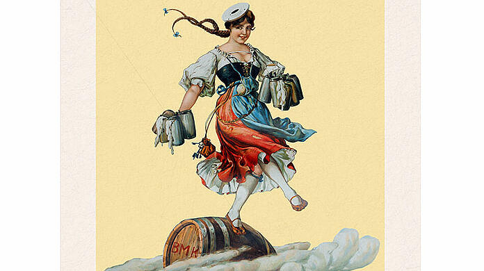 Ziemlich frivol für die damalige Zeit: Coletta Möritz als Schützenliesl und Werbe-Ikone der Brauerei zum Münchner Kindl auf einer Postkarte.