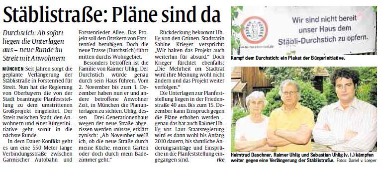 Dauerbrenner Stäblistraße: So berichtete die AZ zum Beispiel am 14.Oktober 2009