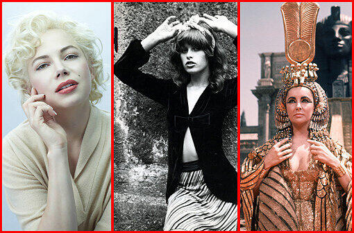 Michelle Williams bringt die Monroe wieder in die Kinos, Uschi Obermaier wurde von Natalia Avalon verkörpert und Liz Taylor brillierte als Cleopatra. Sehen sie die bekanntesten Biografie-Verfilmungen in der Galerie.