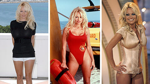 Der rote Badeanzug (m.) hat Pamela Anderson berühmt gemacht. Heute feiert die Sexbombe ihren 50. Geburtstag. Die AZ zeigt die besten Bilder.