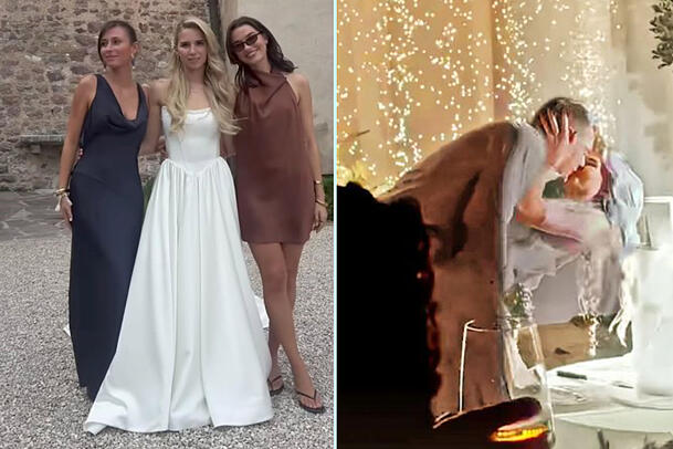 Wow-Brautkleid von Anika Neuer und ein romantischer Kuss mit Feuerwerk. Wow-Brautkleid von Anika Neuer und ein romantischer Kuss mit Feuerwerk.