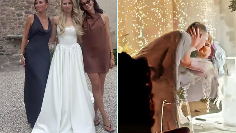 Wow-Brautkleid von Anika Neuer und ein romantischer Kuss mit Feuerwerk. Wow-Brautkleid von Anika Neuer und ein romantischer Kuss mit Feuerwerk.