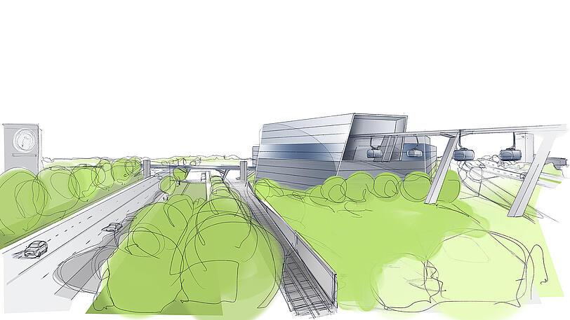 Weitere Visualisierungen der Münchner Seilbahn.