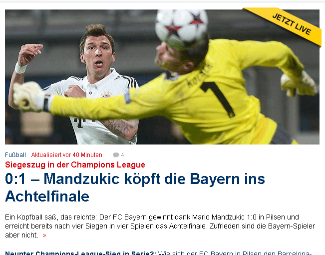 Beim Focus steht der Torschütze im Mittelpunkt.