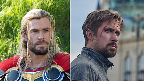 Chris Hemsworth (li.) kehrt im Juli als Thor zurück, Ryan Gosling debütiert als Agent Sierra Six.