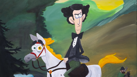 Ludwig II. beim nächtlichen Ausritt auf seinem Leibreitpferd "Cosa Rara".
