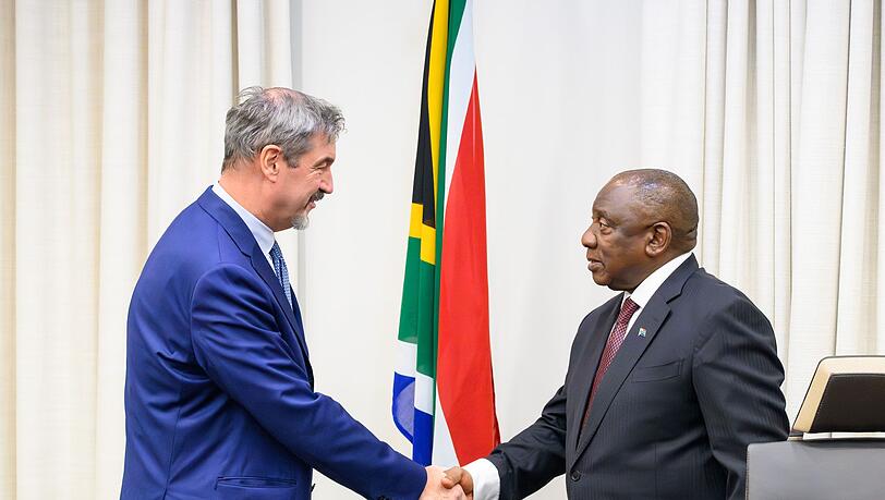 Treffen mit dem südafrikanischen Präsidenten: Markus Söder ist in Kapstadt. Treffen mit dem südafrikanischen Präsidenten: Markus Söder ist in Kapstadt.